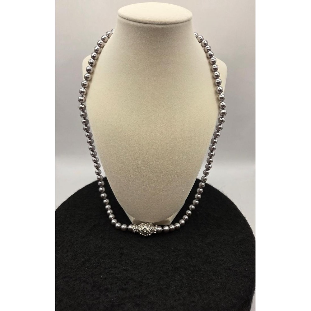 Vintage Joan Rivers Faux Pearl Faberge Egg Style Magnetic Clasp Necklace